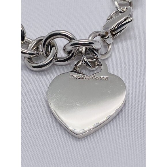 Tiffany & Co Sterling Silver Blank Heart Tag Charm Bracelet 7.75" - Picture 4 of 12